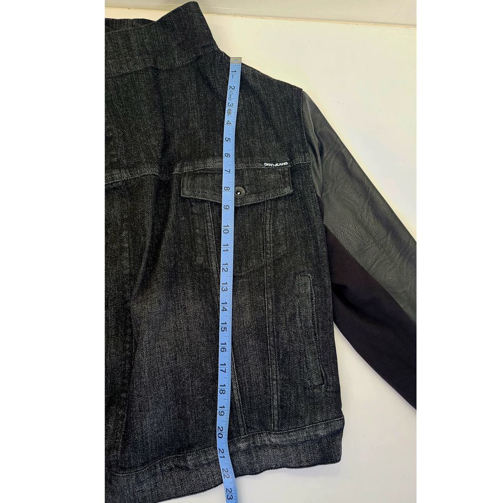 DKNY Denim Jacket Black Jeans Faux Leather Women's XL - Picture 7 of 10